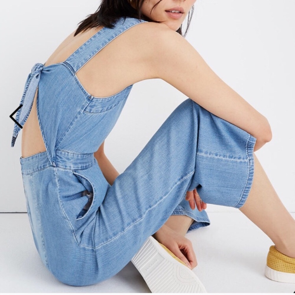 Madewell tie-back denim jumpsuit